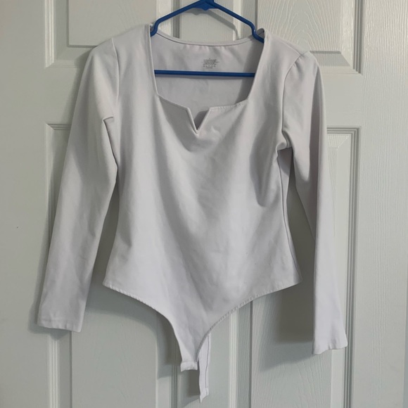 White Square Neck Bodysuit - Picture 3 of 4